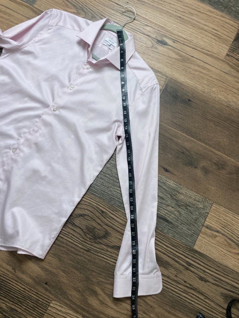 REISS Men’s Medium Slim Fit Long Sleeve Dress Shirt Light Pink Button Up - Picture 4 of 10